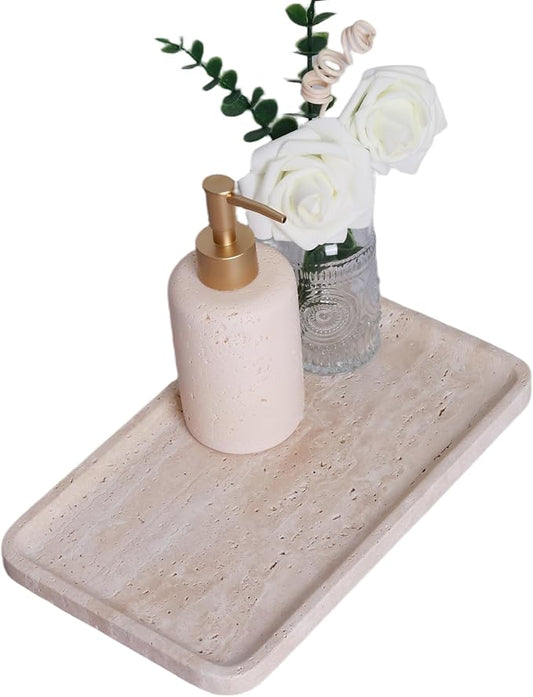 CasaCouture Natural Marble Vanity Tray for Bathroom Counter-12 X6 Decorative Tray for Perfume, Candles, Stone Jewelry Dish Tray