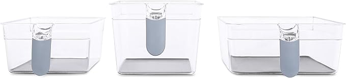 Internet's Best Kitchen Pantry Organizer Bins Set with Handles | 6 Piece Set | Pantry Fridge Freezer Storage Cabinet Containers | Silicone Non Slip Tray Feet | Clear Acrylic Holders