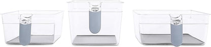 Internet's Best Kitchen Pantry Organizer Bins Set with Handles | 6 Piece Set | Pantry Fridge Freezer Storage Cabinet Containers | Silicone Non Slip Tray Feet | Clear Acrylic Holders
