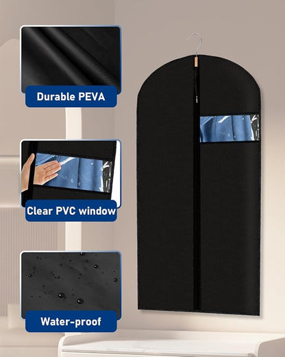 Garment Bags Garment Covers 24 x 43 Inch, 2 Packs PEVA Suit Bags for Hanging Clothes, Suit Covers on Closet or Travel for Suits, T-shirts and Jackets