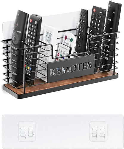 Remote Control Holder, 5-Slot TV Remote Holder Wall Mount, Universal Remote Caddy – Large Size Design for Wall, Table, Living Room, Bedroom – Easy Installation (Black-7 Slot)