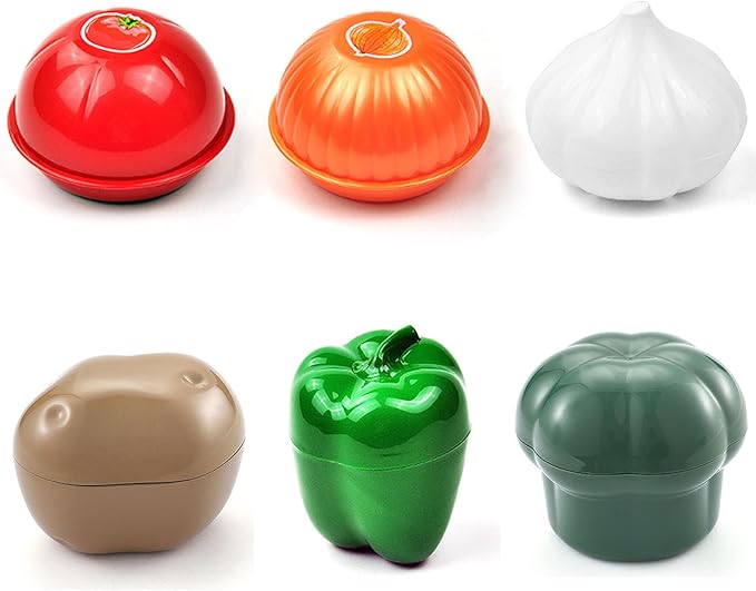 Tiydiygo 6PCS Fresh Food Savers Vegetable Shape Crisper Containers Set,Reuseable Vegetable Storage Keeper Sealing Box Fresh Bowls for Refrigerators