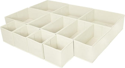Clothes Organizer, Storage Drawer, 12 Piece Fabric Drawer Organizer Foldable Wardrobe Divider for Clothing, Underwear, Socks, Bra and Scarf, Home Storage Box in Drawers and Closet