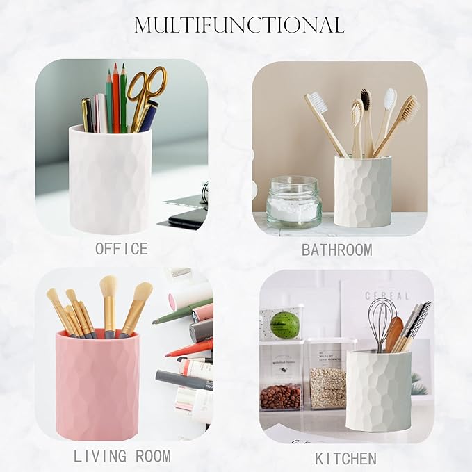 Pen Holder,Nordic Style Silicone Waterproof Pencil Holder for Desk Simple&Modern Minimalist Makeup Organizer Multifunctional Office Supplies for Home,Kids and School (Pink)