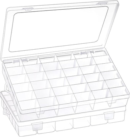 1 Pack 36 Grids Clear Plastic Organizer Box with Adjustable Dividers, Small Craft Organizers and Storage, Compartment Container for Bead, Nail, Jewelry, Art, DIY Crafts, Fishing Tackle, Small Items