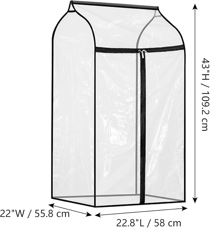 Hanging Garment Bag for Closet Winter Clothes Storage with Clear Window Coat Rack Cover Large Clothing Bags with Zipper Dust Proof Dress Protector (Small)