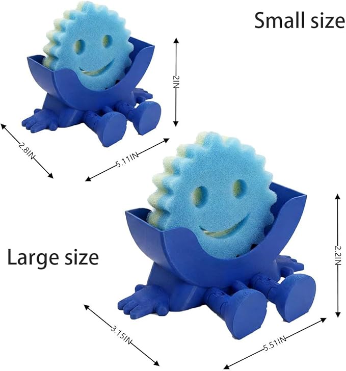 3D Printed Cute Smiley Sponge Holde - With Drainage,Keeps Your Sponge Dry & Smiling,For Cute Smiley Sponge Holder (green, large size)