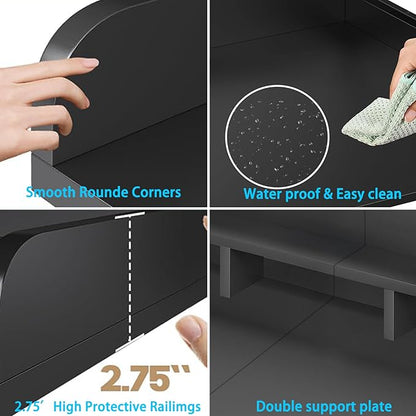 Washer Dryer Countertop, Laundry Wood Shelf Topper with Edge, 2-Tier Laundry Countertop, for Washer and Dryer Laundry Hamper Counter Storage Organization (Black)