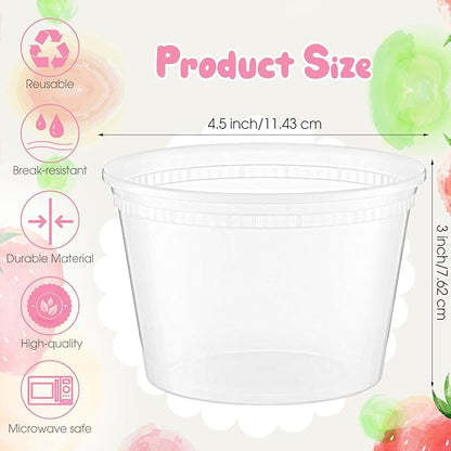 Thenshop 100 Sets Deli Containers with Lids 16 oz Leakproof Disposable Soup Containers plastic Food Storage box with Airtight Lids Round Clear Takeout bowl, Microwave Dishwasher Freezer Safe