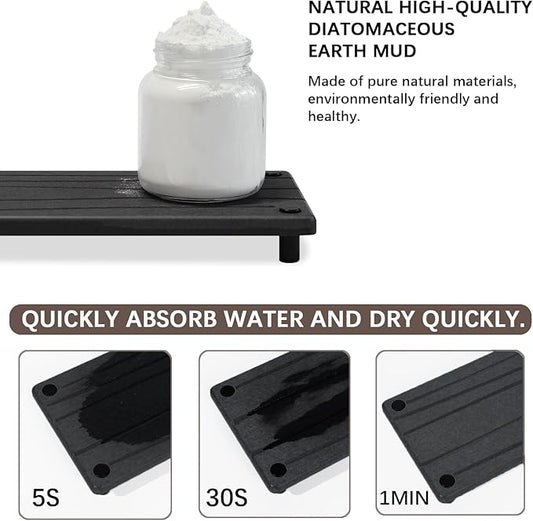 Quick Dry Sink Caddy Kitchen Sink Organizer, Water Absorbing Stone Tray for Sink, Stone Drying Tray, Diatomite Faucet Mat & Protector, Dispenser Sponge Holder, Stone Soap Tray for Bathroom Counter