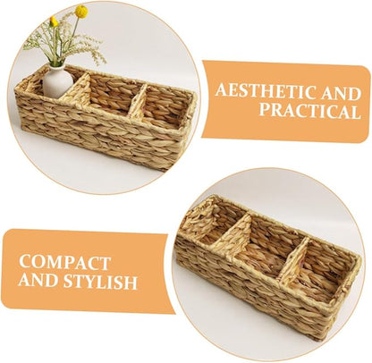 ABOOFAN Seagrass Box Rattan Storage Basket Handwoven Woven Storage Basket for Shelves and Desk
