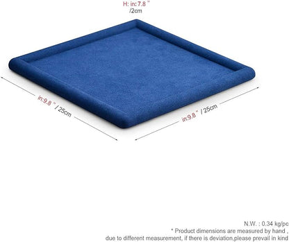Oirlv Top Microfiber Jewelry Tray Square Nightstand Organizer Rings Earrings Necklace Trinket Storage Tray Showcase Jewelry Display (Blue)