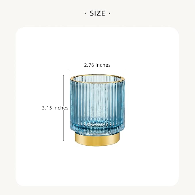 LEICURACE Makeup Brush Organizer, Toothbrush Holder, Desk Pen Pencil Holder, Multifunctional Vintage Glass Brush Cup (S/Blue/A3-13-US)