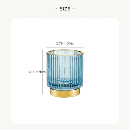 LEICURACE Makeup Brush Organizer, Toothbrush Holder, Desk Pen Pencil Holder, Multifunctional Vintage Glass Brush Cup (S/Blue/A3-13-US)