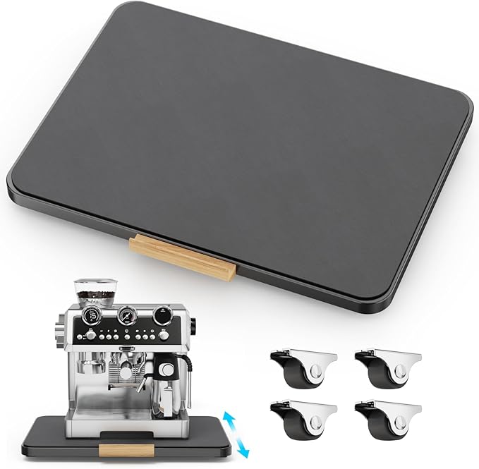 GSlife Heavy Duty Metal Appliance Slider Tray for Stand Mixer, Espresso Machine, Coffee Maker, Air Fryer, Instant Pot, with Removable Absorbent Mat, Horizontal or Vertical Setup, 15.3"x11.4", Black