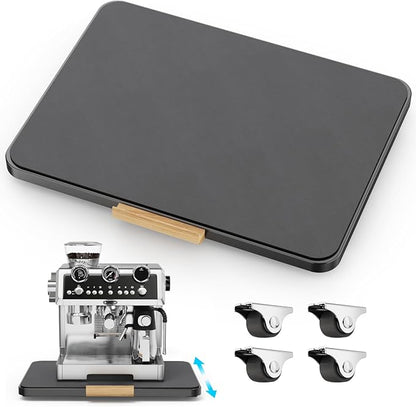 GSlife Heavy Duty Metal Appliance Slider Tray for Stand Mixer, Espresso Machine, Coffee Maker, Air Fryer, Instant Pot, with Removable Absorbent Mat, Horizontal or Vertical Setup, 15.3"x11.4", Black