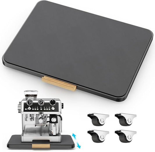 GSlife Heavy Duty Metal Appliance Slider Tray for Stand Mixer, Espresso Machine, Coffee Maker, Air Fryer, Instant Pot, with Removable Absorbent Mat, Horizontal or Vertical Setup, 15.3"x11.4", Black