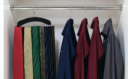 2 Pcs Solid Wood Tie and Belt Rack Hanger, 24 Hook Closet Organizer for Scarves and Accessories, 360 Degree Swivel, Space Saving Black Finish