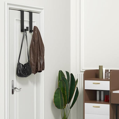 WUIVIUT 2 Pack Heavy Duty Single Over The Door Hooks L-Shaped Bedroom Door, Jacket Hanger Hook, 1.77 inch Wide Over The Door Hook, Strong Holder for Coats(L Shape 2 Pack, Fits 1-3/4'' Thick)