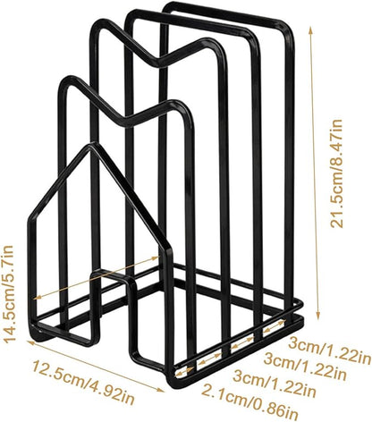 SUNFICON 2 Pack Cutting Board Racks Holders Pot Pan Lids Holders Chopping Board Organizers Thin Bakeware Trays Dry Display Stands Kitchen Countertop Cabinet Office Black