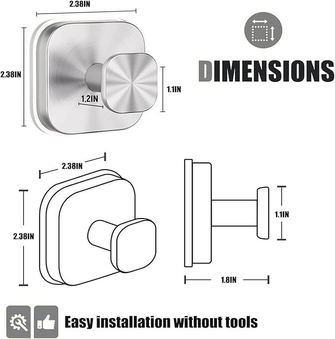 IGDALAR Suction Cup Hooks 4 Pack - Heavy Duty Vacuum Towel Hooks (Max Load 15 lbs) for Shower, Removable Waterproof Wall Hangers for Bathroom Glass, Window & Kitchen (Silver)