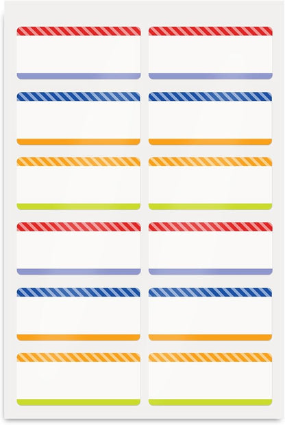 Avery No-Iron Fabric Name Labels, Playful Stripes Preprinted Designs, Handwrite Only, 24 Preprinted Labels (40774)