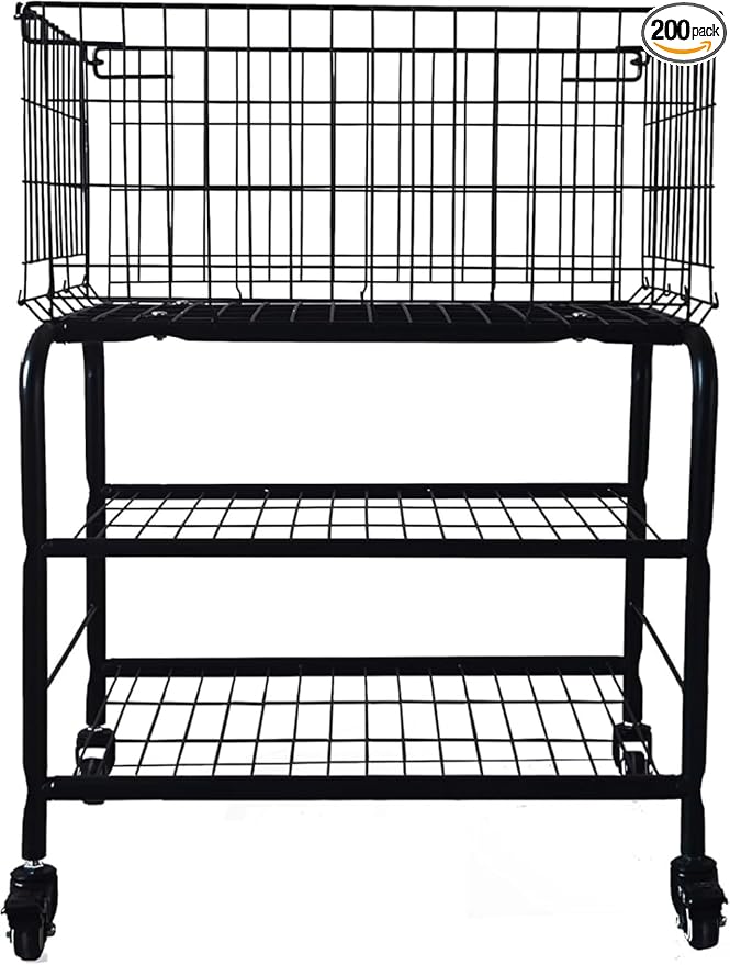 one layer rolling wire laundry basket,easy moved laundry cart for clothes,pants laundry. children toys organization cart,metal cart with metal frame (2layers blk)