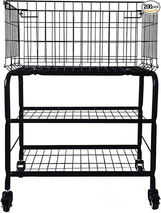 one layer rolling wire laundry basket,easy moved laundry cart for clothes,pants laundry. children toys organization cart,metal cart with metal frame (2layers blk)