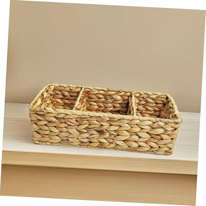 ABOOFAN Seagrass Box Rattan Storage Basket Handwoven Woven Storage Basket for Shelves and Desk