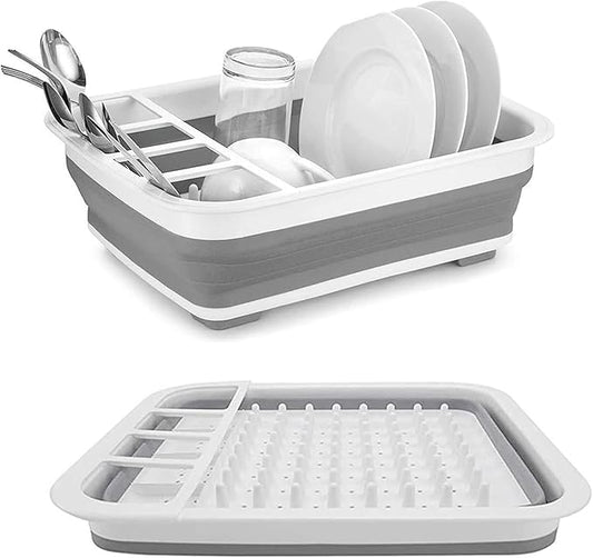 Drying Rack Kitchen, Dish Drying Rack, Dish Racks for Kitchen Counter, Dish Rack, Collapsible Dish Drying Rack—Suitable for Kitchens, motorhomes, Yachts, Campers (Off-White)