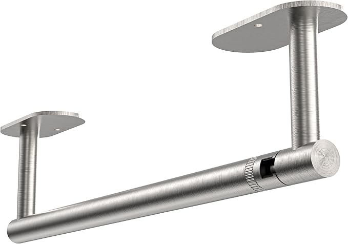 RUACQ Paper Towel Holder Under Cabinet, Wall Mounted or Adhesive Stainless Steel Paper Towel Holder,Round Base Paper Towel Rack for Kitchen, RV, Bathroom (Brushed Nickel)