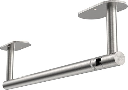RUACQ Paper Towel Holder Under Cabinet, Wall Mounted or Adhesive Stainless Steel Paper Towel Holder,Round Base Paper Towel Rack for Kitchen, RV, Bathroom (Brushed Nickel)