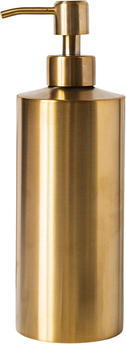 Yew Design - Brass Soap Dispenser for Bathroom (Stainless Steel) and Kitchen - Hand Soap, Detergent, or Lotion Dispenser, 15oz