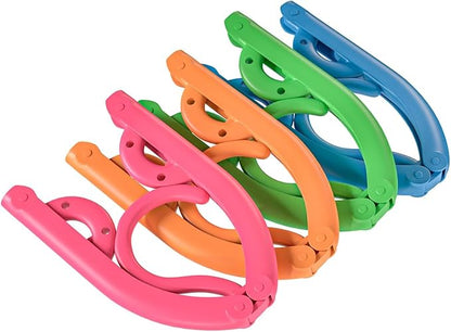 Portable Folding Clothes Hangers - Compact Travel Hangers for Shirts, Dresses, Coats, Pants, Towels & Baby Clothes, Durable Lightweight Plastic, Adjustable Design, Pack of 12, Multicolor