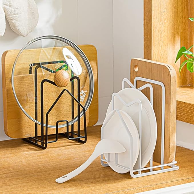 Poeland Kitchen Pantry Organizer Rack for Dinnerware, Bakeware, Cookware, Cutting Boards, Pan Lids