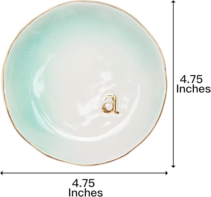 COLLECTIVE HOME - Ceramic Jewelry Tray, Decorative Trinket Dish for Rings Earrings Necklaces Bracelet Watch Keys, Birthday Mother's Day Christmas Gift for Women, 4.75", Colored Surface (A)