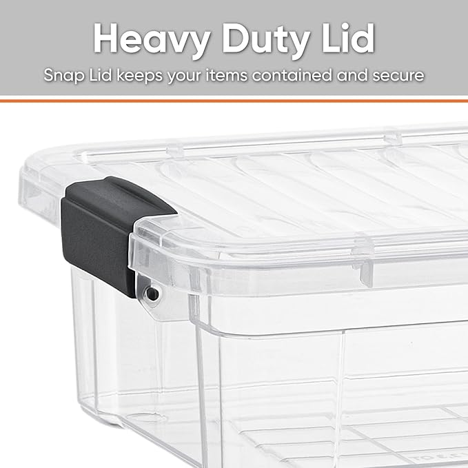 Superio Clear Storage Boxes with Lids, 1.27 Quart Plastic Container Bins for Organizing, Stackable Crates, BPA Free, Non Toxic, Odor Free, Organizers for Home, Office and Dorm, 8 Pack