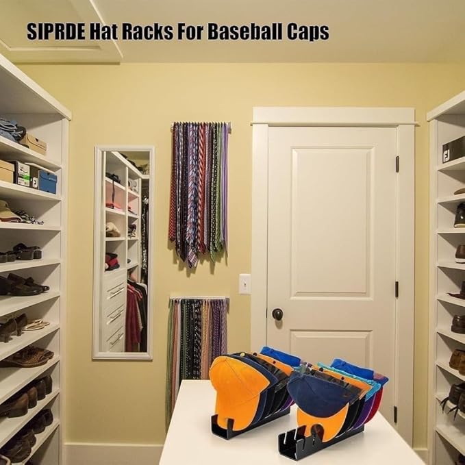 2024 New Hat Stand for Baseball Caps Display and Organizer , No Install Acrylic Hat Holder for 14 Baseball Caps for Bedroom, Closet, Dresser (4PCS)