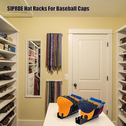 2024 New Hat Stand for Baseball Caps Display and Organizer, No Install Acrylic Hat Holder for 14 Baseball Caps for Bedroom, Closet, Dresser (2 pcs Black)