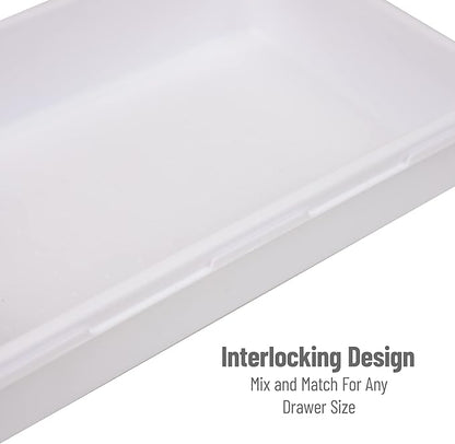 Mind Reader 8-Pc Drawer Organizer, Desk Organizer, Interlocking, Storage, Kitchen, Office, White
