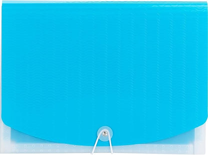 Smead Poly Frequency Expanding File Folders, Flap and Cord Closure, Letter Size, Wave Pattern, 13 Pocket, Teal/Clear (70869)