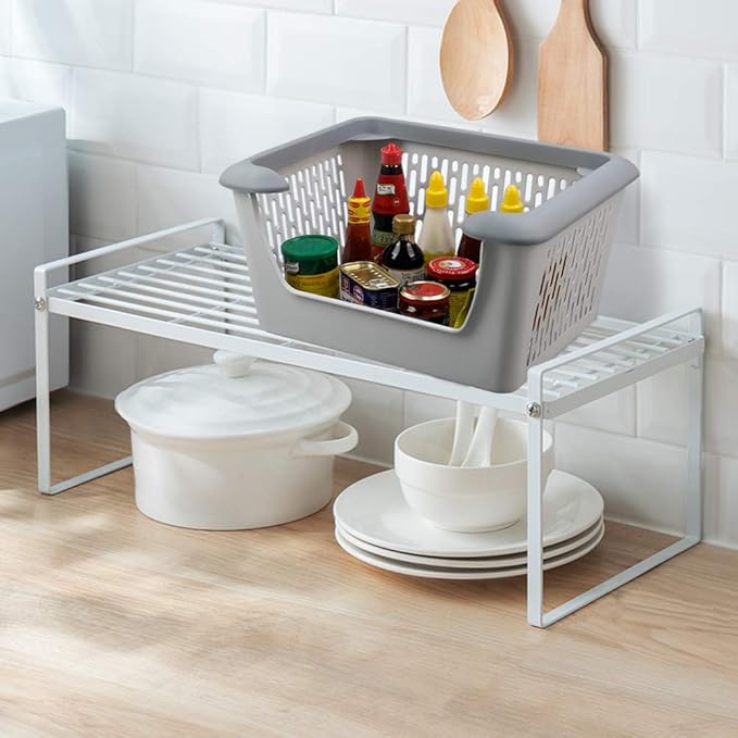 Asking Gray Plastic Kitchen Stackable Storage Basket, 3-Tier Stacking Organizer Basket with Wheeles