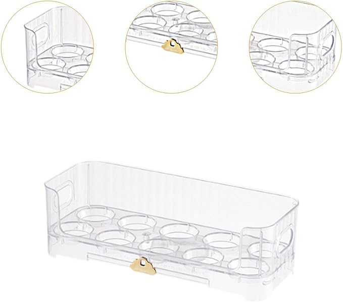 Egg Holder,Home Egg Container for Refrigerator Side Door Egg Dispenser Stackable Organizer Tray Container for Kitchen or Pantry Organizers and Storage Cupboard Cabinet