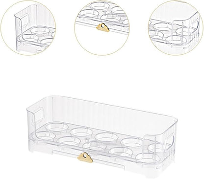 Egg Holder,Home Egg Container for Refrigerator Side Door Egg Dispenser Stackable Organizer Tray Container for Kitchen or Pantry Organizers and Storage Cupboard Cabinet