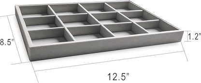 Frebeauty Stackable Velvet Jewelry Organizer Trays for Drawers Inserts Jewelry Storage Tray Display Case Earrings Bracelets Necklace Rings Accessories Trays for Women(Set of 4)(Grey).