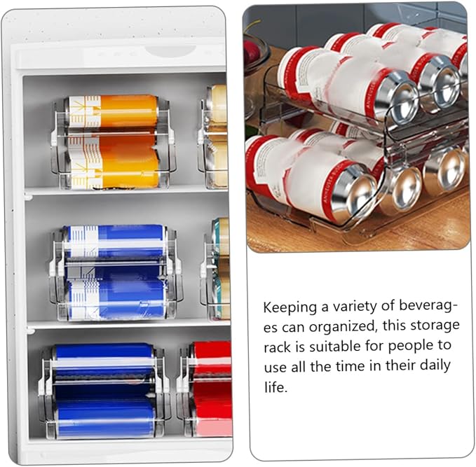 JECOMPRIS Can Drink Organizer for Fridge Soda Can Dispenser Large Capacity Soda Storage Box