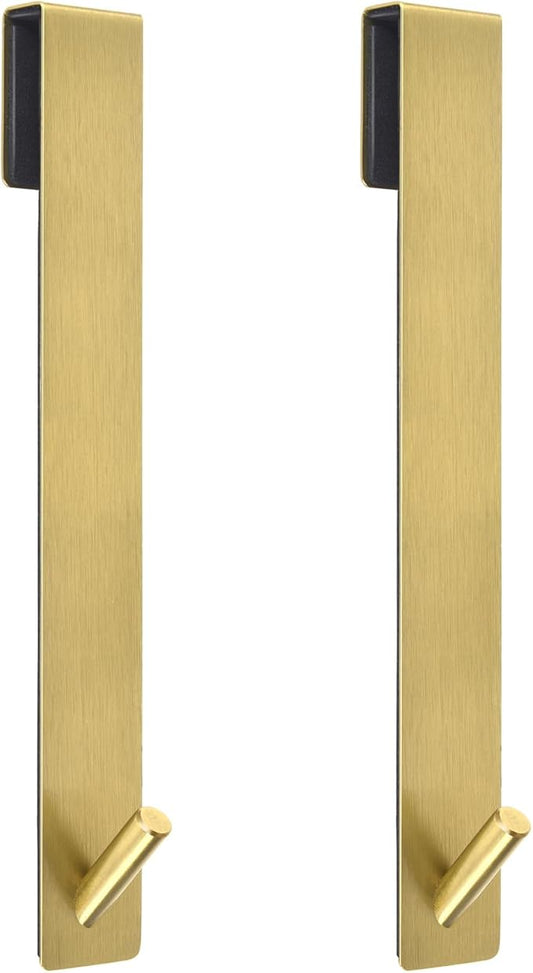 Kontoyo Shower Door Hooks(10 Inch),Extended Over Door Hooks for Bathroom Frameless Glass Shower Door,Stainless Steel Towel Hooks,Heavy Duty Rack Hooks for Robe,Towel-2 Pack-Gold