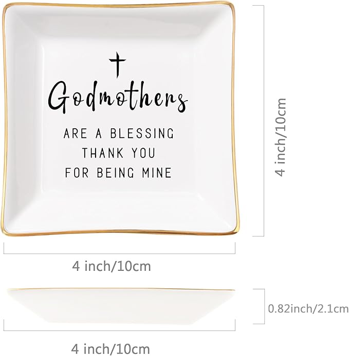 Spegiffu Godmother Gifts from Godchild, Gifts for Godmother Trinket Ring Dish - Godmothers...Thank You for Being Mine, Birthday Christmas Mother's Day Gift for Godmother