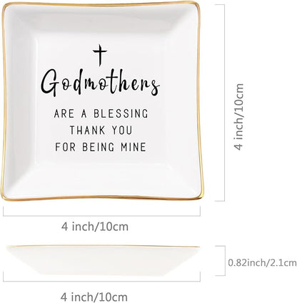 Spegiffu Godmother Gifts from Godchild, Gifts for Godmother Trinket Ring Dish - Godmothers...Thank You for Being Mine, Birthday Christmas Mother's Day Gift for Godmother