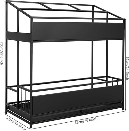 Commercial Metal Umbrella Holder Umbrella Stand with Drip Tray Entrance Umbrella Organizer Large Capacity Umbrella Rack for Home, Office, Apartment, Hotel (Black, 26.8 * 12.6 * 27.6in)